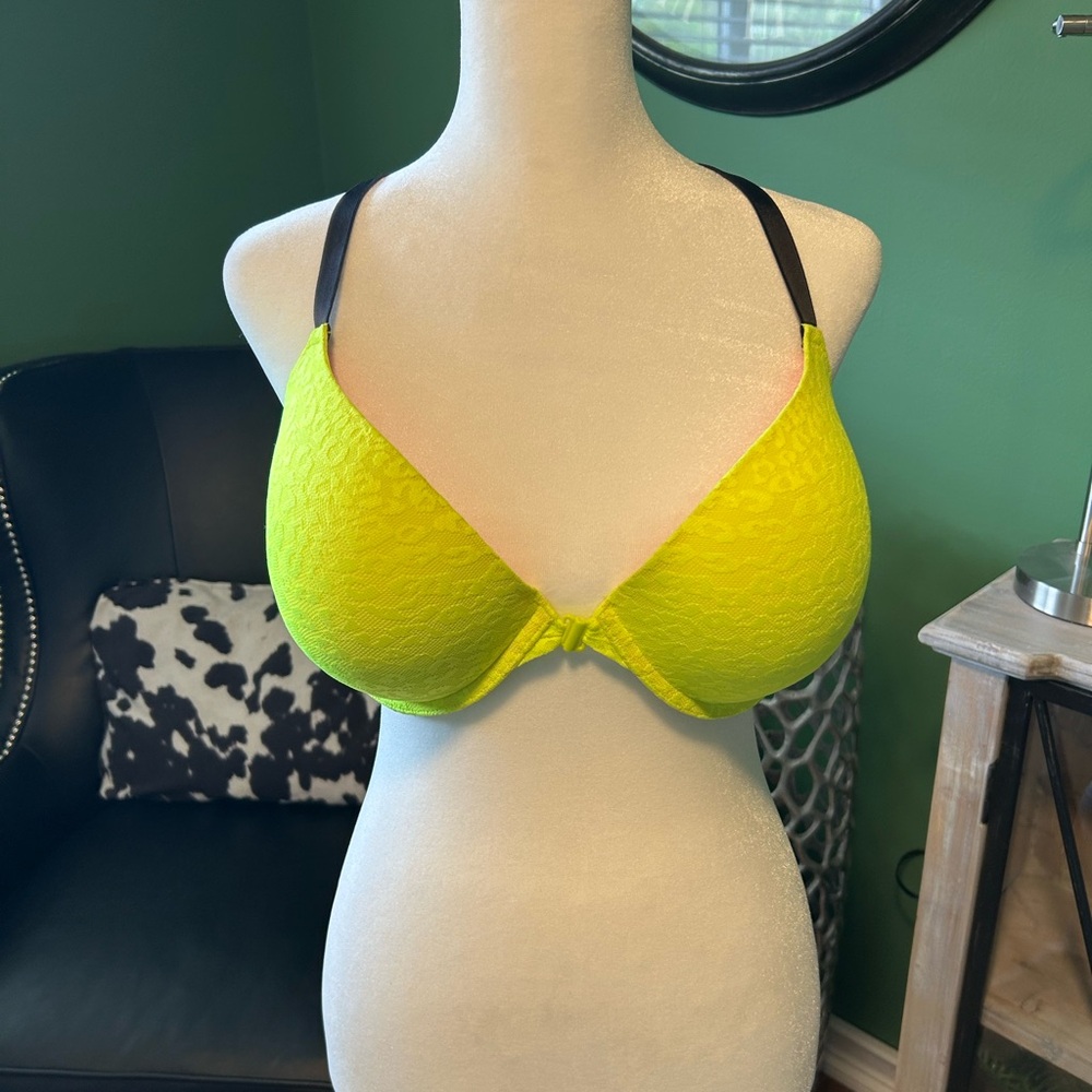 PINK Victoria's Secret Yellow and Black Underwire Bra